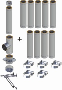 Komin dwuścienny, izolowany , wiszący, 150/200mm 0,8mm 10 rur