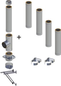 Komin dwuścienny, izolowany , wiszący, 180/230mm 0,8mm 5 rur