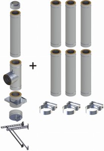 Komin dwuścienny, izolowany , wiszący, 180/230mm 0,8mm 7 rur