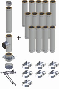 Komin dwuścienny, izolowany , wiszący, 180/230mm 0,8mm 14 rur