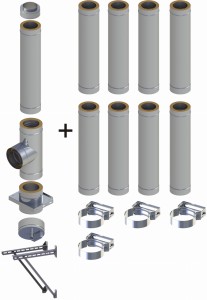 Komin dwuścienny, izolowany , wiszący, 200/250mm 0,8mm 9 rur