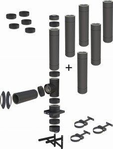 Komin BLACK (drewno pelet) 130/180mm 6 rur