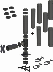 Komin BLACK (drewno pelet) 130/180mm 7 rur