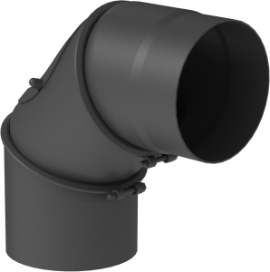 Kolano nastawne 0-90° Ø 120 trzysegmentowe z wyczystką; kolor czarny