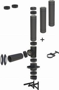 Komin BLACK (drewno pelet) 180/230mm 3 rury