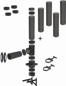 Komin BLACK (drewno pelet) 180/230mm 5 rur