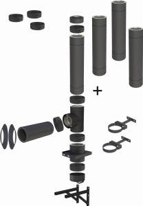 Komin BLACK (drewno pelet) 200/250mm 4 rury