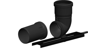 Kolano PP 87° z podporą i sztucerem gwintowanym Ø 60