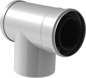 Trójnik koncentryczny, podłączeniowy+rewizja PP 87° biały Ø 60/100