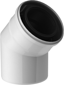 Kolano koncentryczne 45° białe, PP Ø 60/100