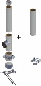 Wentylacyjny, wiszący komin ϕ 130*180 mm/2 rury