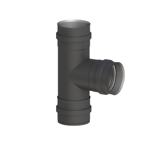 TEC-PELLET Trójnik 90˚ z miską na kondensat Ø100mm; czarny