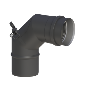 TEC-PELLET Kolano sztywne 90˚ z rewizją Ø100 mm; czarne 