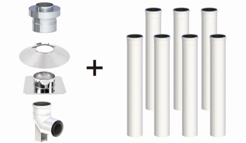 komin koncentryczny pp 80 na 125 mm zestaw 7 rur widok