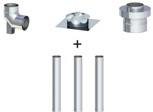 Komin koncentryczny fi 80/125, 3 rury