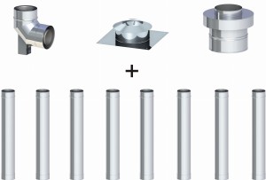 Komin koncentryczny fi 80/125, 8 rur