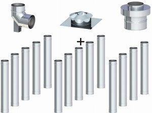 Komin koncentryczny fi 80/125, 14 rur