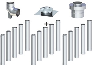 Komin koncentryczny fi 80/125, 15 rur