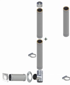 Kondensacyjny komin izolowany fi80*125mm, 3 rury