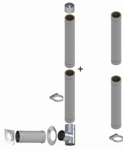 Kondensacyjny komin izolowany fi80*125mm, 4 rury