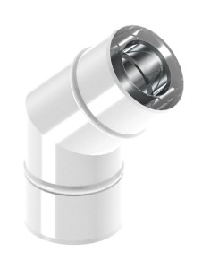 Kolano koncentryczne 60*100/45 stopni z uszczelką malowane na biało