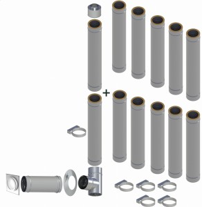 Kondensacyjny komin izolowany fi80*125mm, 12 rur