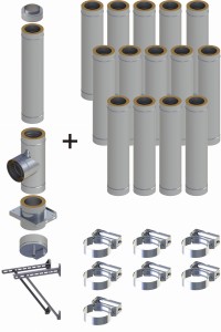 Komin dwuścienny, izolowany , wiszący, 130/180mm 0,4mm 15 rur